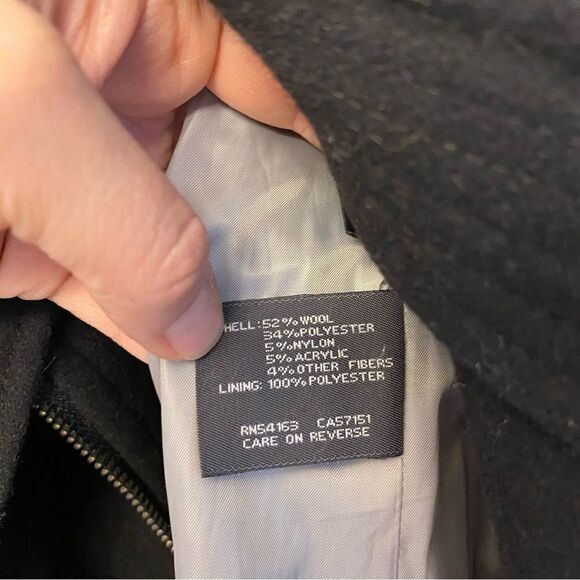 Kenneth Cole wool blend black pea trench coat belted goth Y2K -XS - Picture 11 of 12